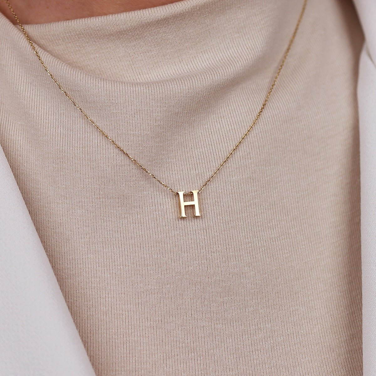 H Harfi 14 Ayar Altın Kolye - Nur Kuyumculuk