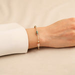 İtalyan Zincir Renkli Mineli 14 Ayar Altın Bileklik - Nur Kuyumculuk