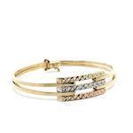 Kaburga Kalemli Üç Renk 14 Ayar Altın Kelepçe - Nur Kuyumculuk