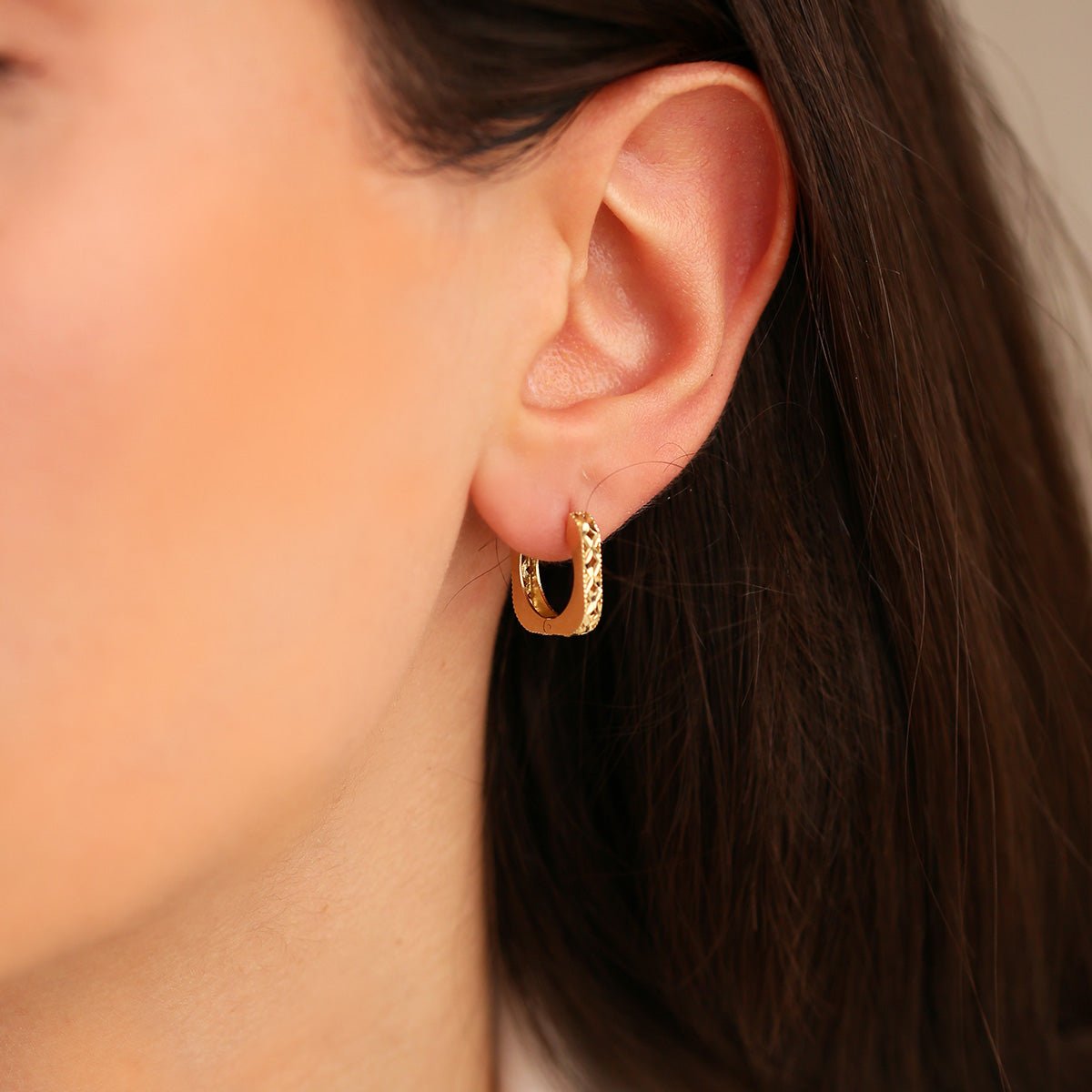 Kalemli 14 Ayar Altın Halka Küpe - Nur Kuyumculuk