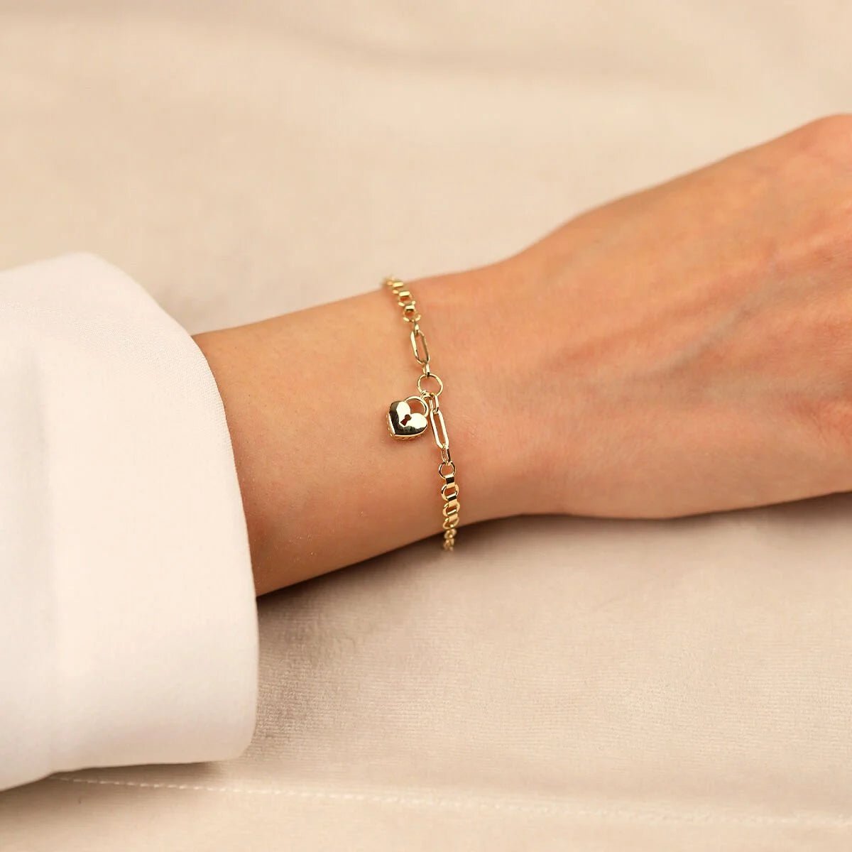 Kalp Kilidi 14 Ayar Altın Bileklik - Nur Kuyumculuk