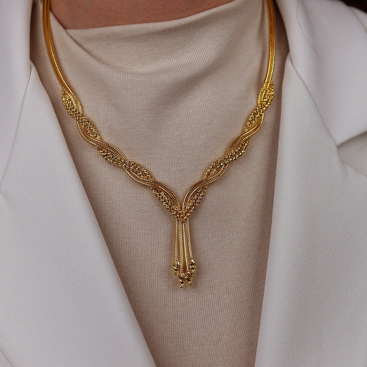 Kalze 14 Ayar Altın Set Kolye Dorikalı - Nur Kuyumculuk