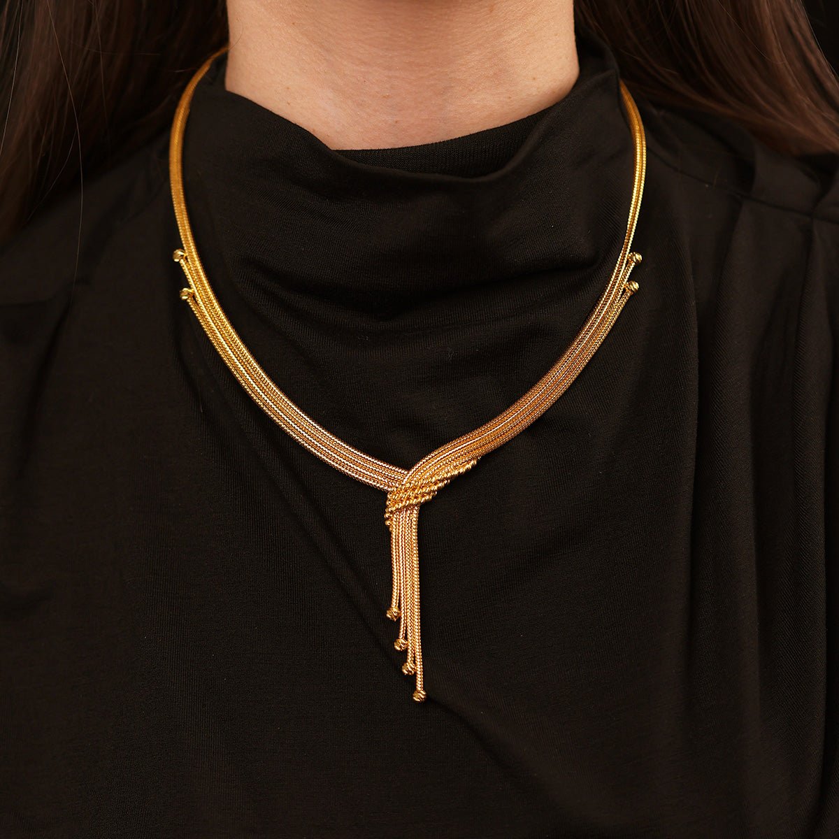 Kalze Zarif 14 Ayar Altın Set Kolye - Nur Kuyumculuk