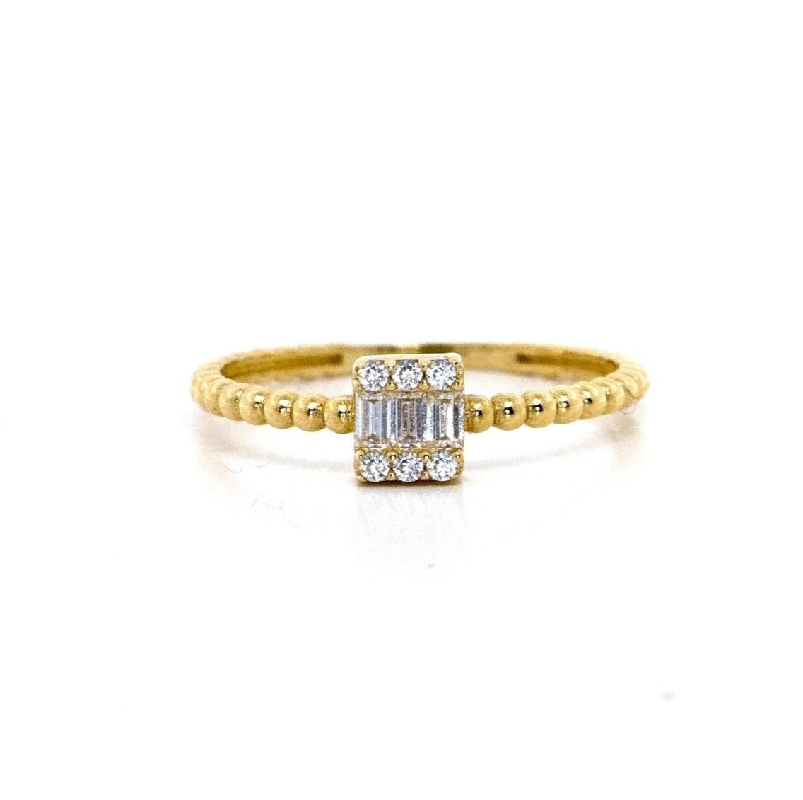 Kare Taşlı 14 Ayar Altın Yüzük - Nur Kuyumculuk