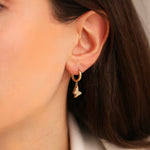 Kelebekli 14 Ayar Altın Halka Küpe - Nur Kuyumculuk