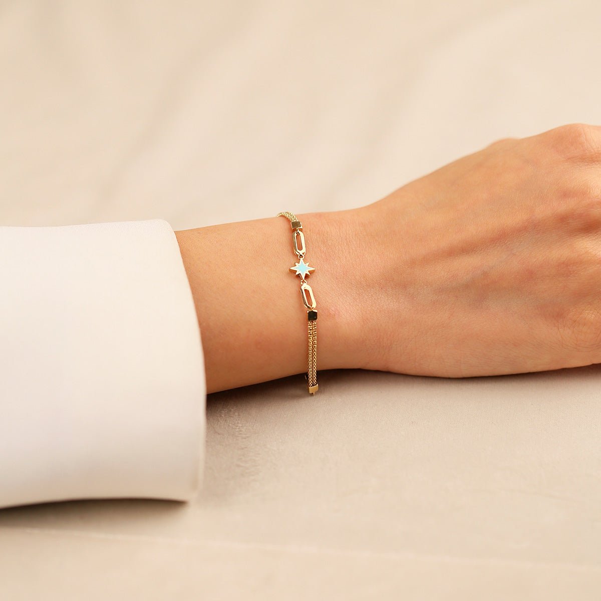 Kuzey Yıldızı Detaylı 14 Ayar Altın Bileklik - Nur Kuyumculuk