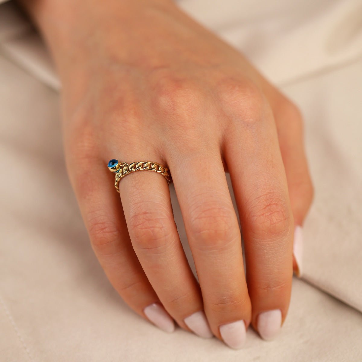 Nazar Boncuklu 14 Ayar Altın Yüzük - Nur Kuyumculuk