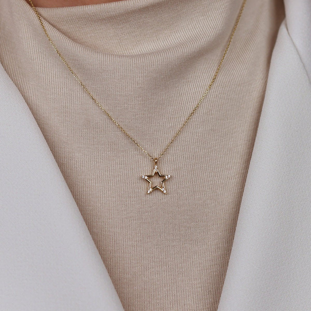 Parlayan Yıldız 14 Ayar Altın Kolye - Nur Kuyumculuk