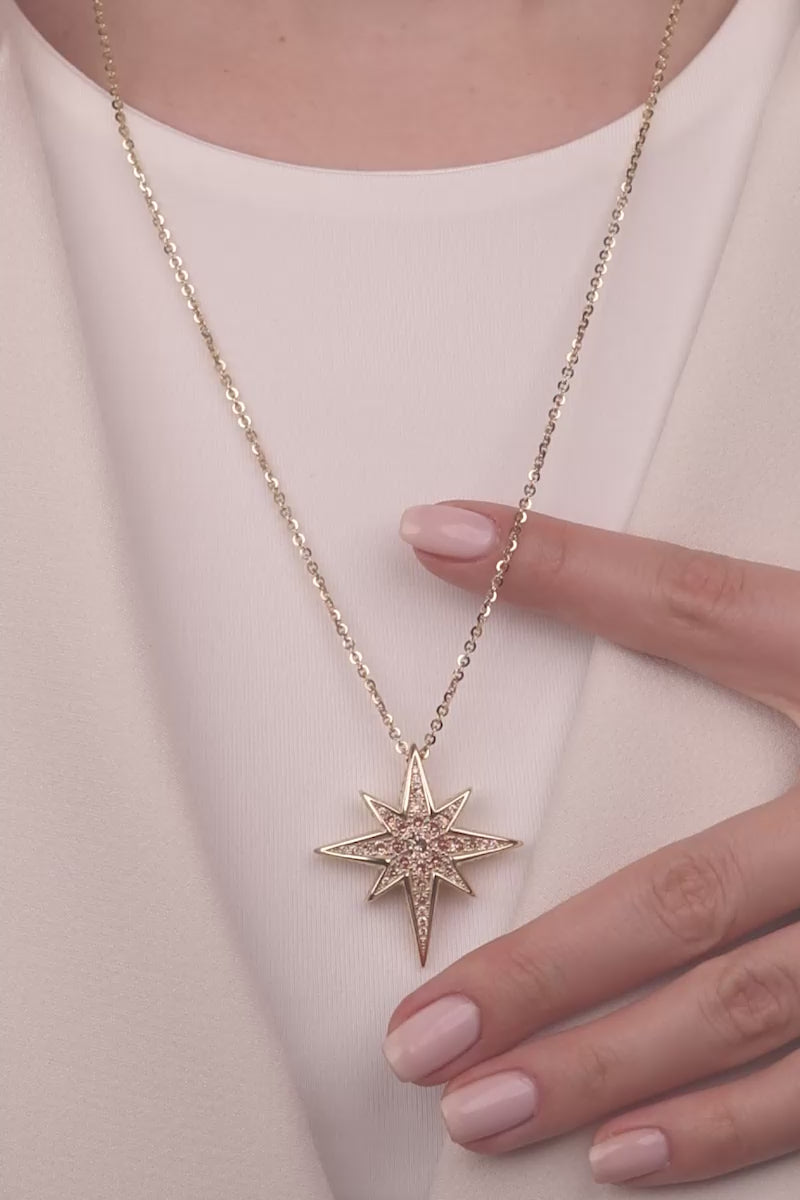 Cetaş Polaris Modern Taş Detaylı 14 Ayar Altın Kolye