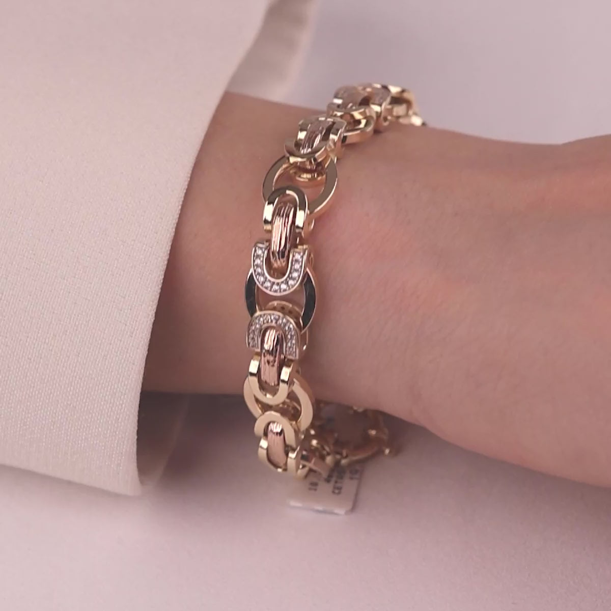 Cetaş Eterna Serisi Taş Detaylı 14 Ayar Altın  Kelepçe