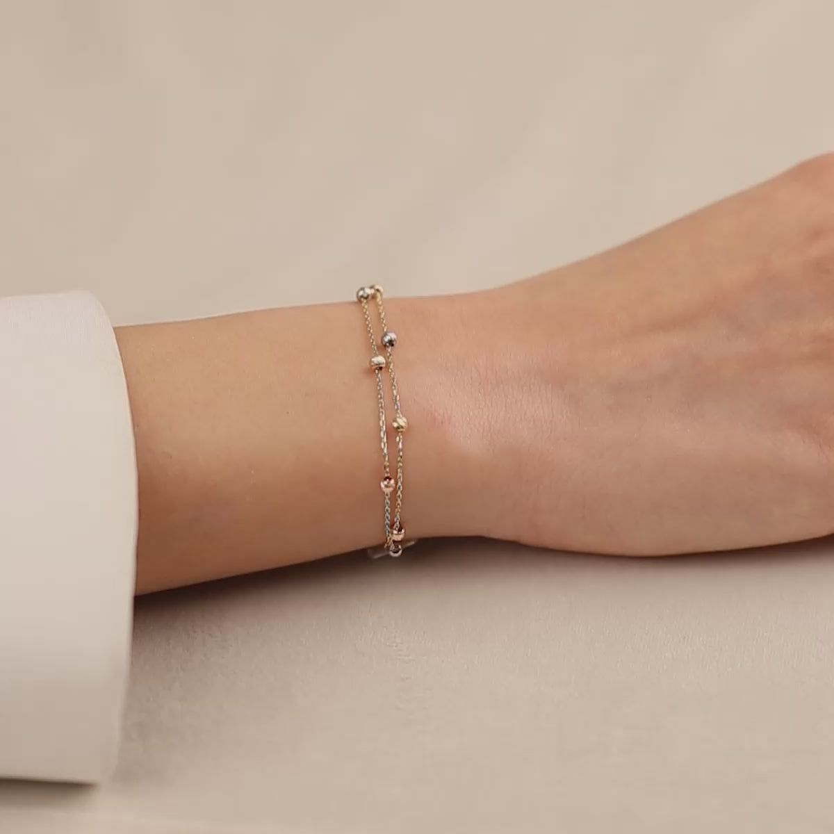 Dorikalı Çift Zincirli 14 Ayar Altın Bileklik