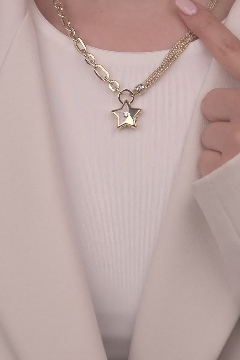 Cetaş Gold Luck Serisi Yıldız Temalı  14 Ayar Altın Kolye