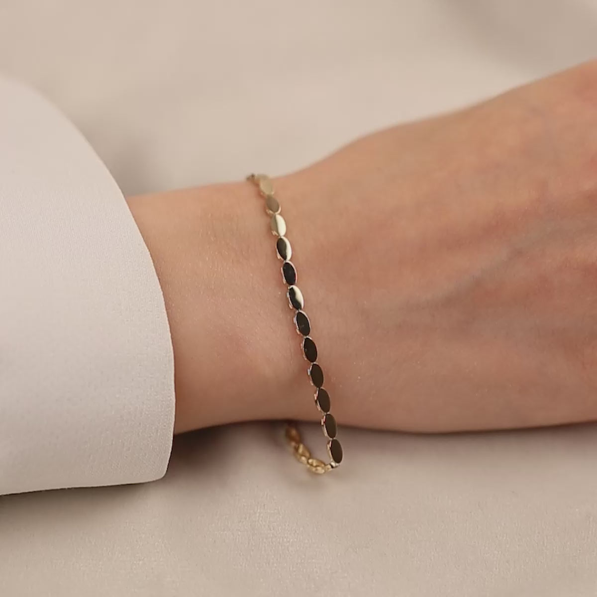 Aynalı 14 Ayar Altın Bileklik