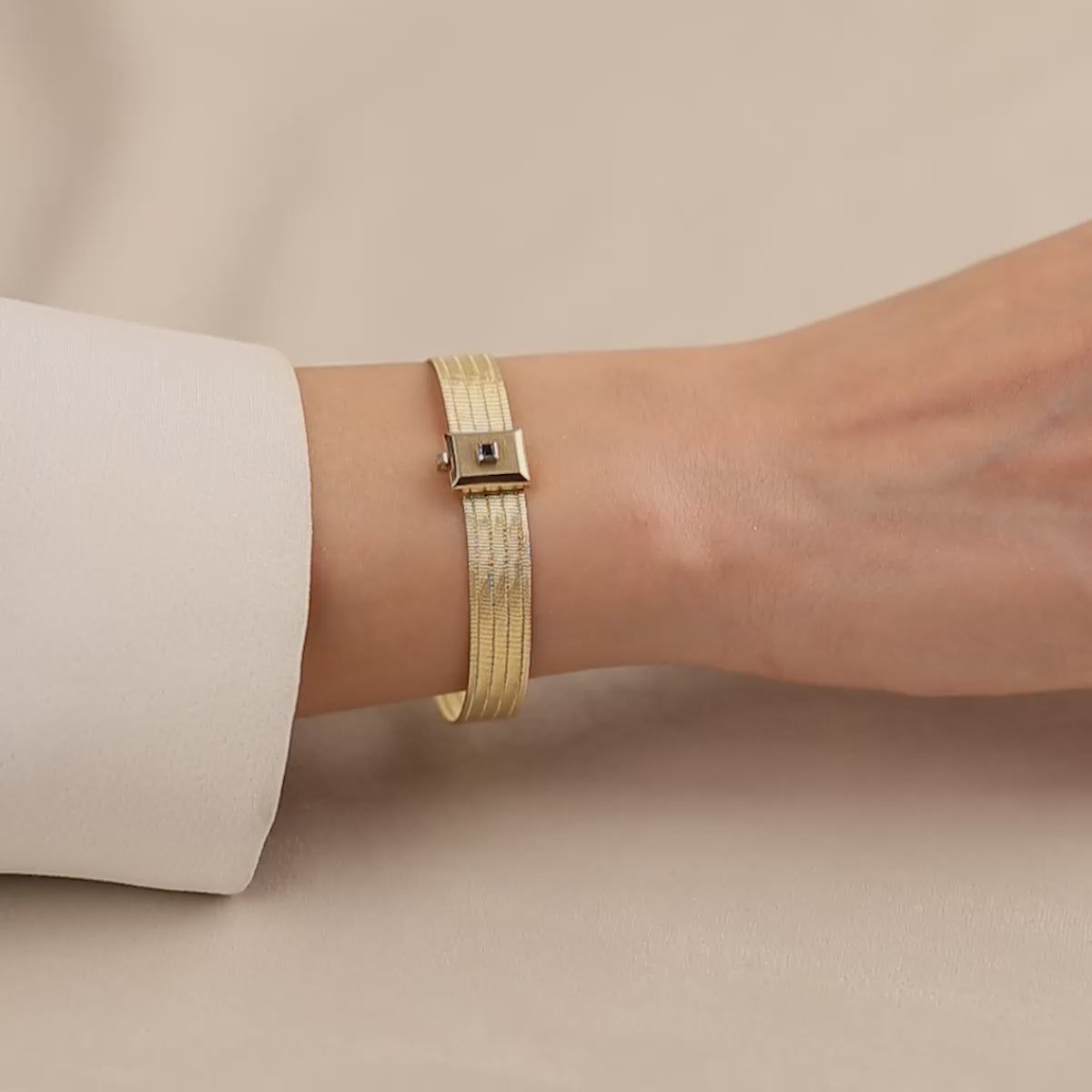 Elizi Elegant Diamond Safir 14 Ayar Altın Bileklik