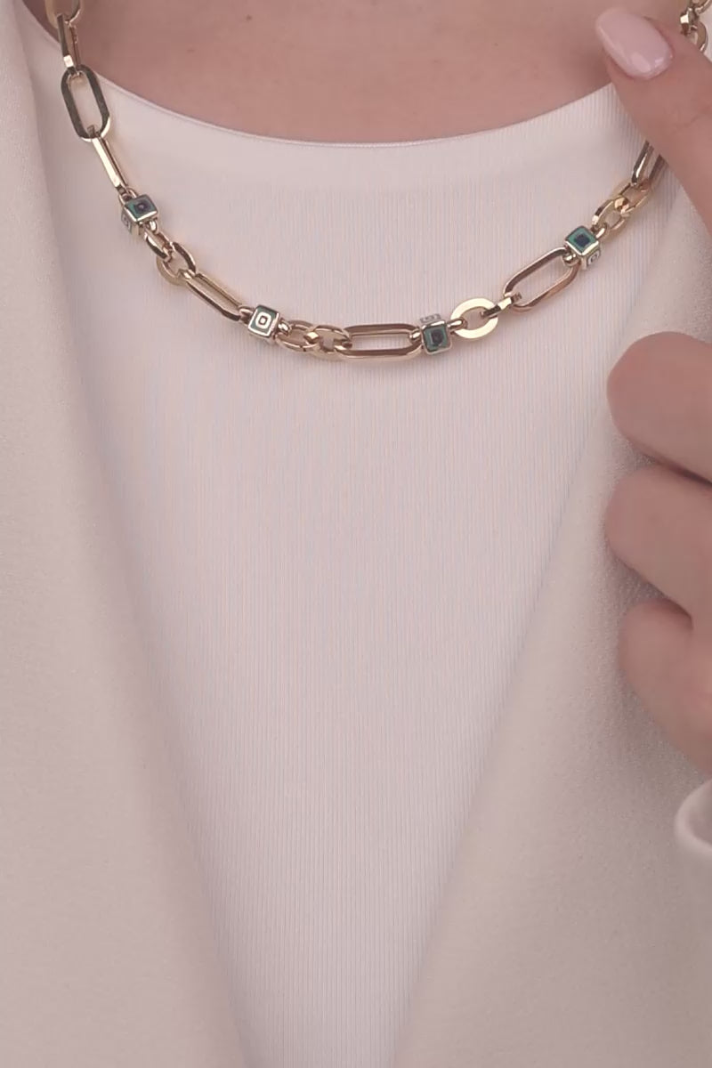 Cetaş Gold Luck Serisi Küp Detaylı 14 Ayar Altın Kolye