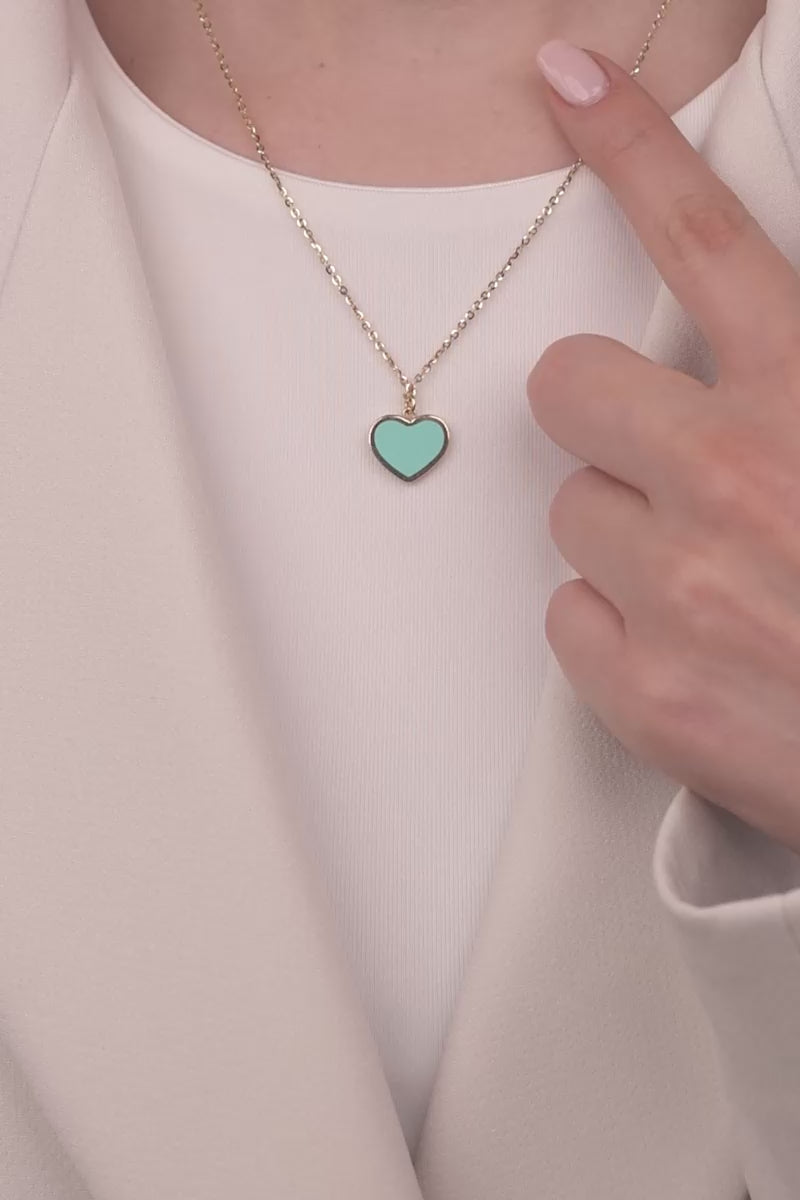 Cetaş Love Heart Serisi Charm Detaylı 14 Ayar Altın Kolye