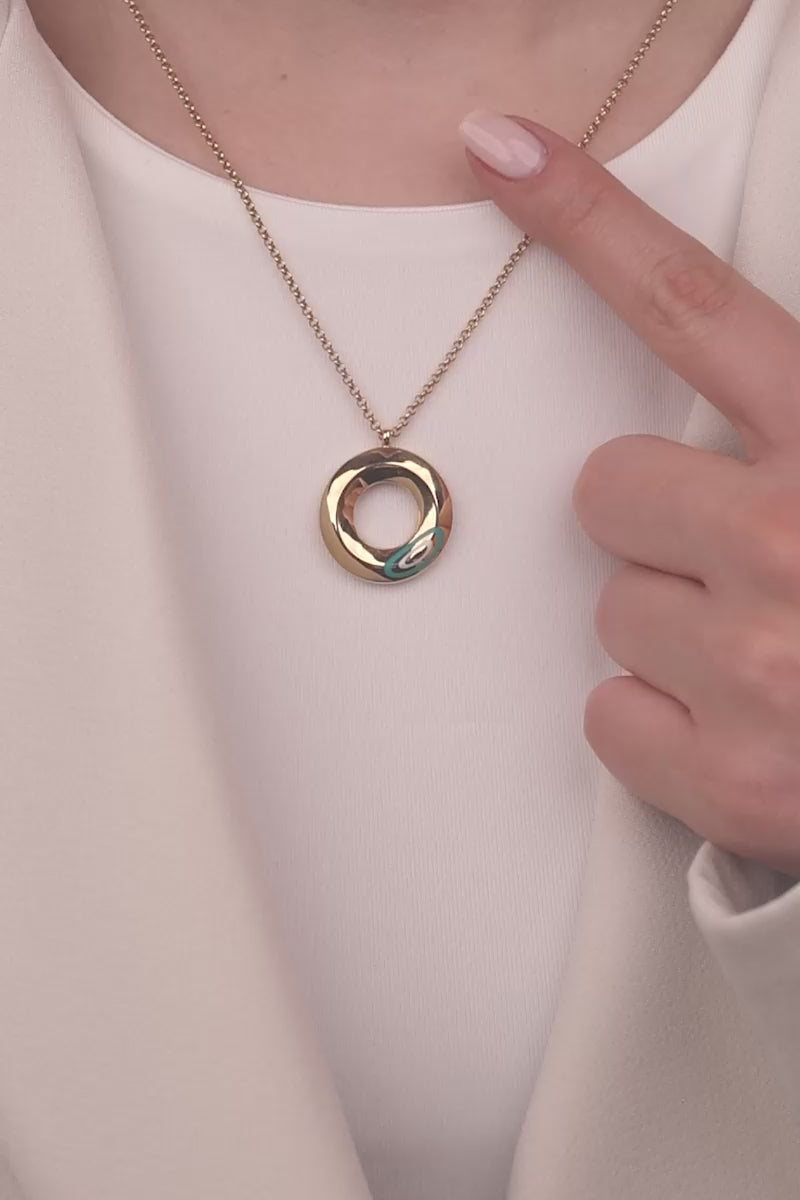 Cetaş Fortuna Serisi Halka Detaylı 14 Ayar Altın Kolye