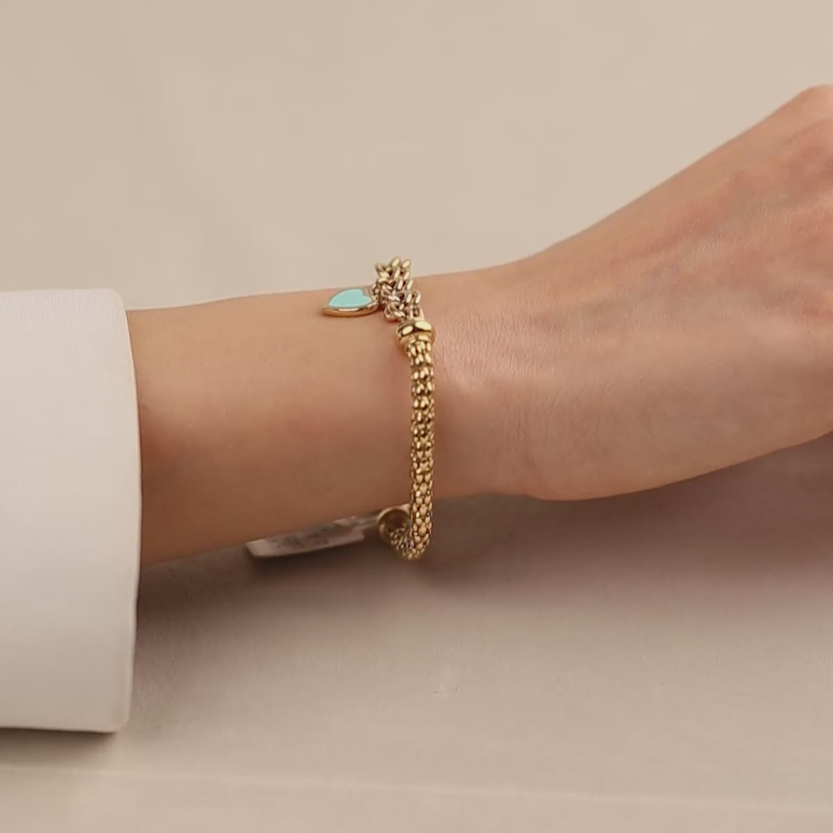 Cetaş Eterna Mavi Kalpli 14 Ayar Altın Bileklik