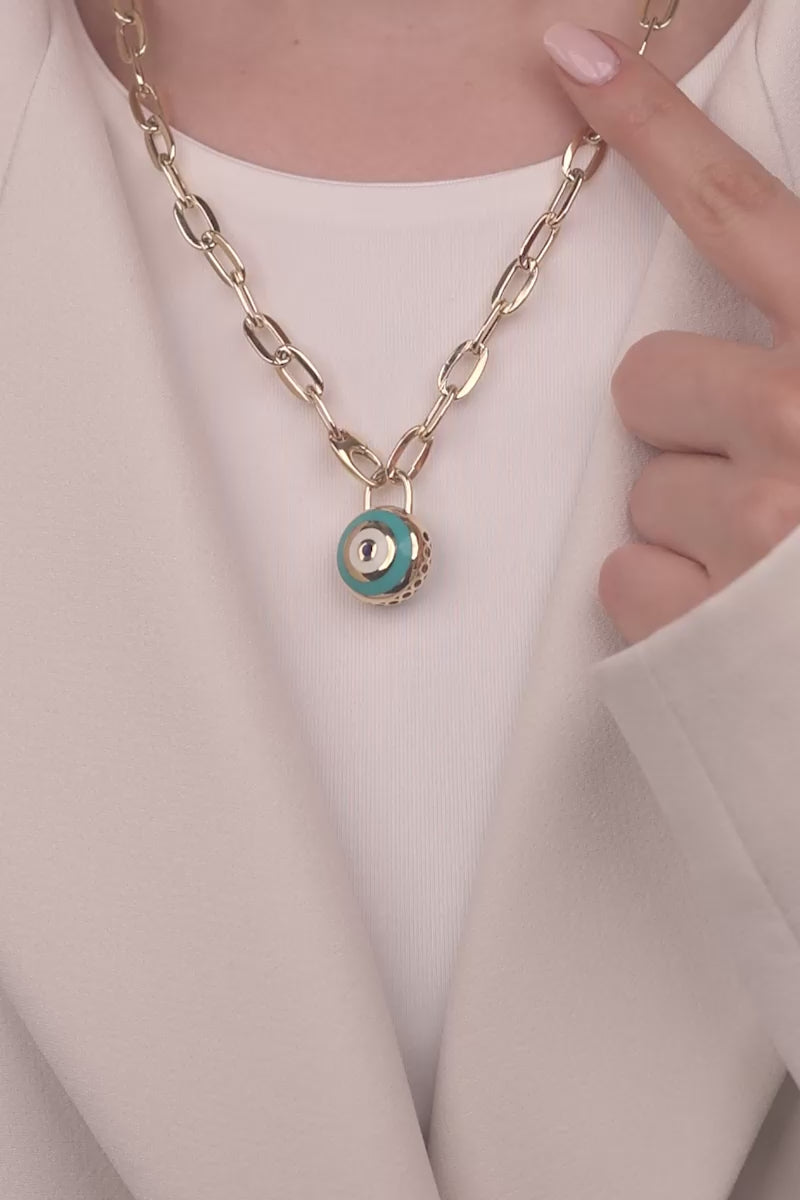 Cetaş Bir Dilek Tut Serisi Nazar Temalı 14 Ayar Altın Kolye