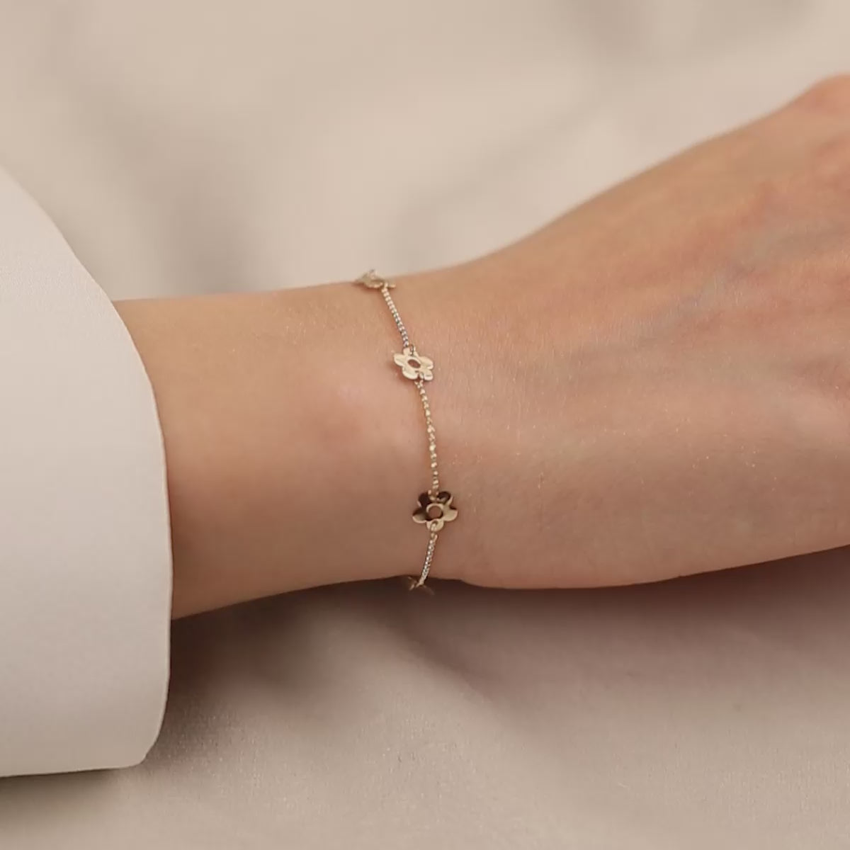 Çiçekli 14 Ayar Altın Bileklik