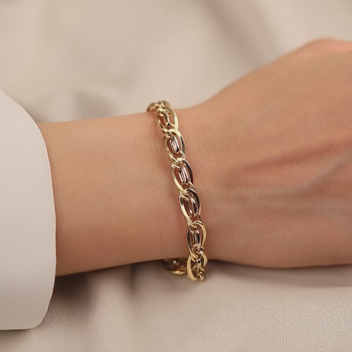 Hallow 14 Ayar Altın Bileklik Sarı ve Beyaz Renk