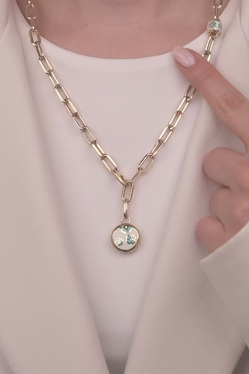 Cetaş Eterna Serisi Mine Taş Süslemeli 14 Ayar Altın Kolye