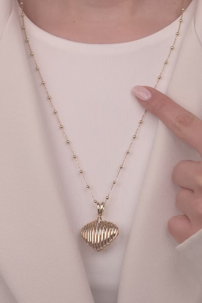 Cetaş Eterna Serisi Charm Detaylı Modern Tasarım 14 Ayar Altın Kolye