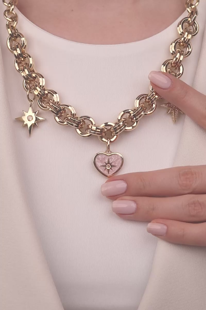 Cetaş Polaris Serisi Charm Detaylı 14 Ayar Altın Kolye