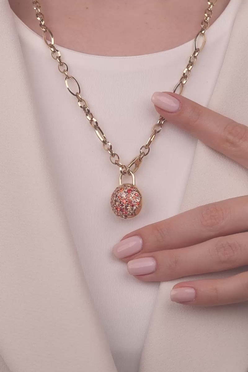 Cetaş Bir Dilek Tut Serisi Renkli Taşlı 14 Ayar Altın Top Kolye