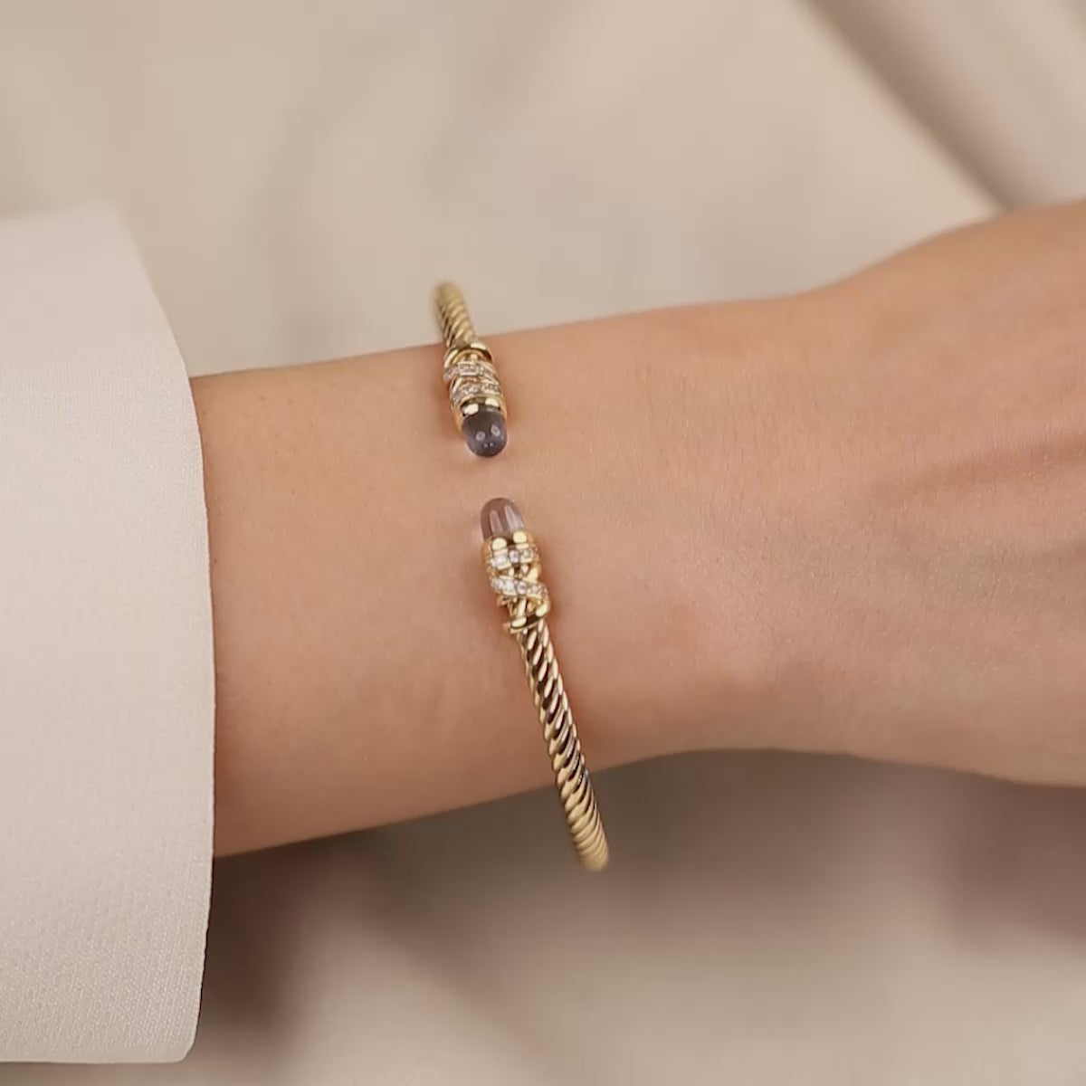 Cetaş Twist Mavi Renk 14 Ayar Altın Kelepçe 1_2_5