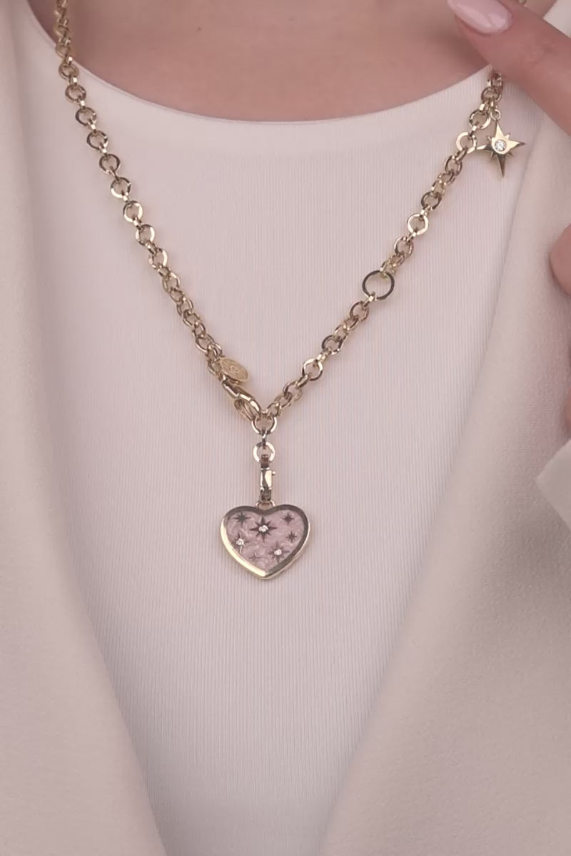 Cetaş Polaris Serisi Pembe Mineli 14 Ayar Altın Kolye