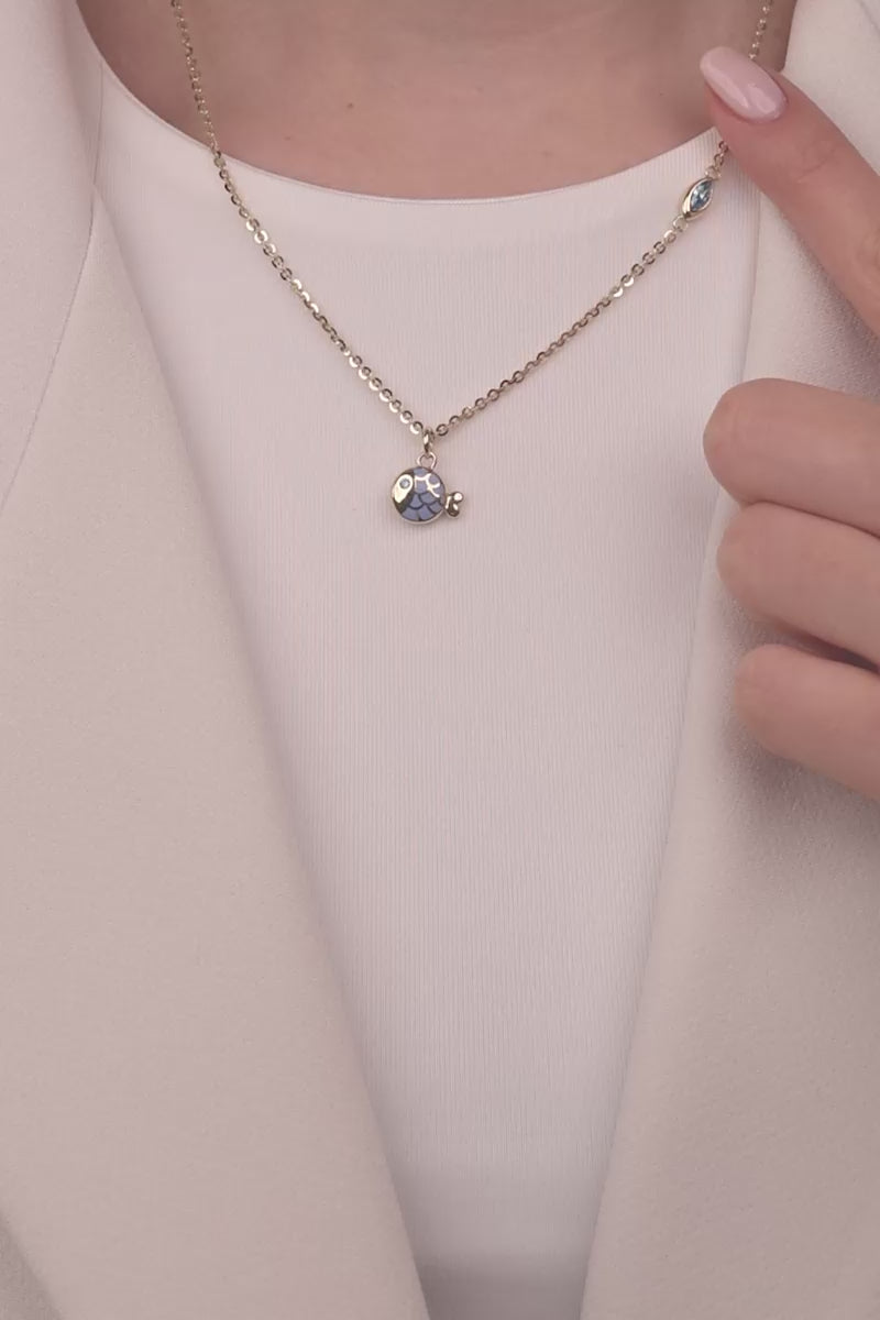 Cetaş Eterna Serisi Balık Temalı 14 Ayar Altın Kolye