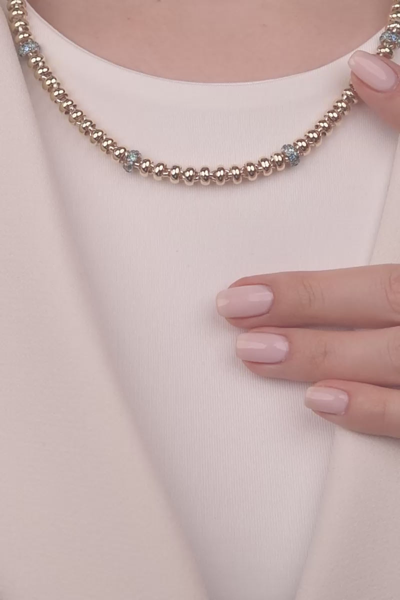 Cetaş Eterna Serisi Modern Taş Detaylı 14 Ayar Altın Kolye