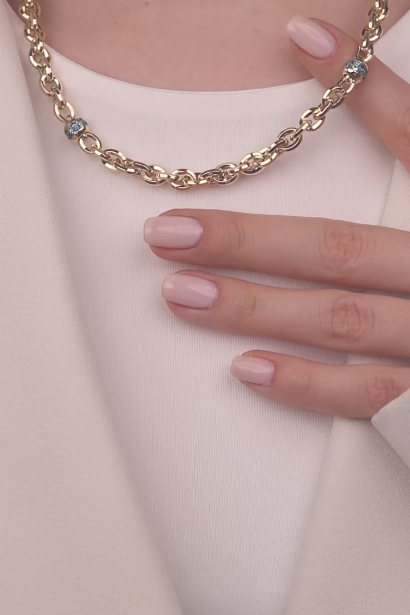 Cetaş Eterna Serisi Modern Taş Detaylı 14 Ayar Altın Kolye