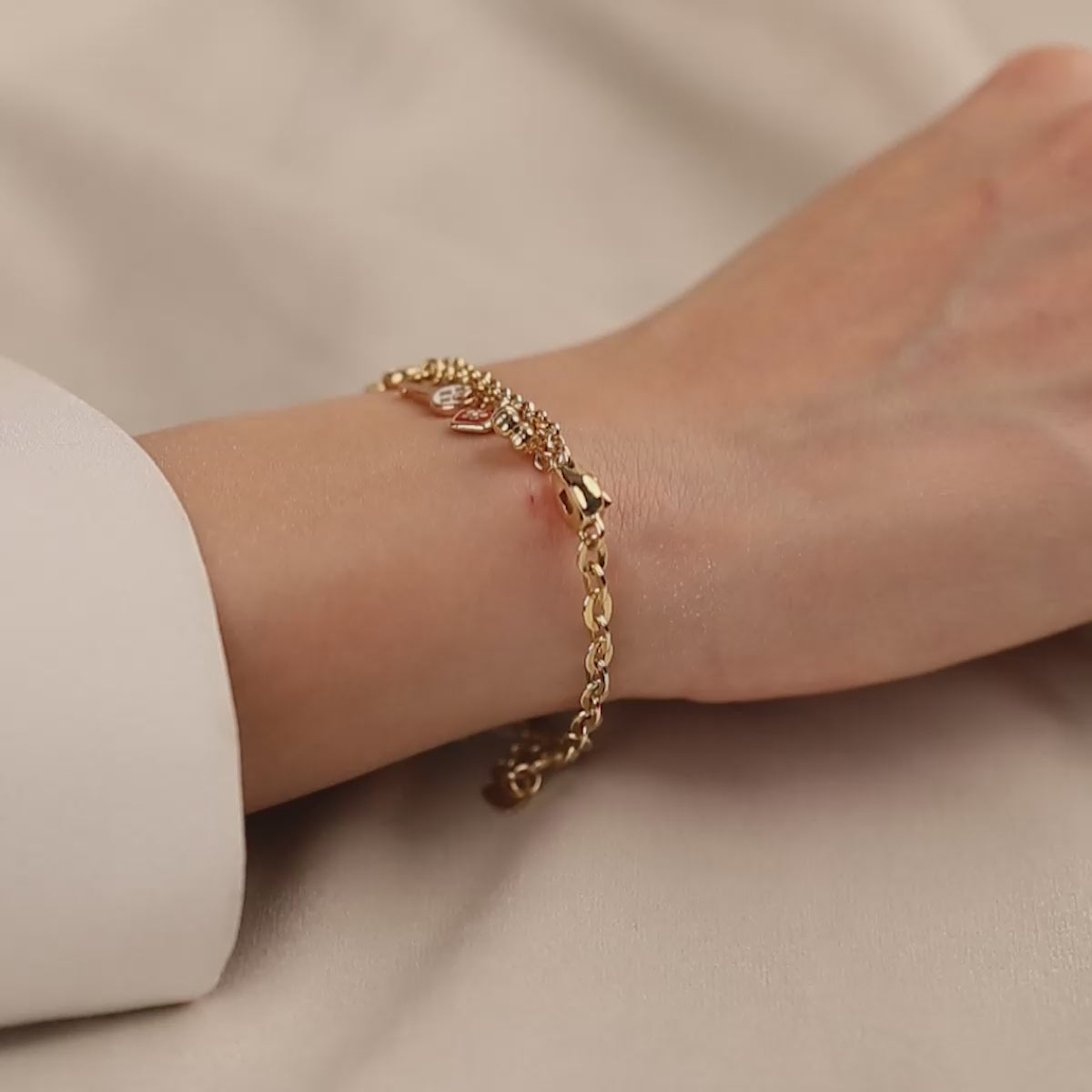 Cetaş Charmlı 14 Ayar Altın Bileklik