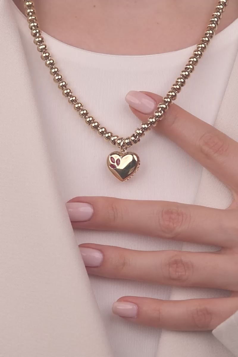 Cetaş Eterna Serisi Charm Detaylı 14 Ayar Altın Kolye