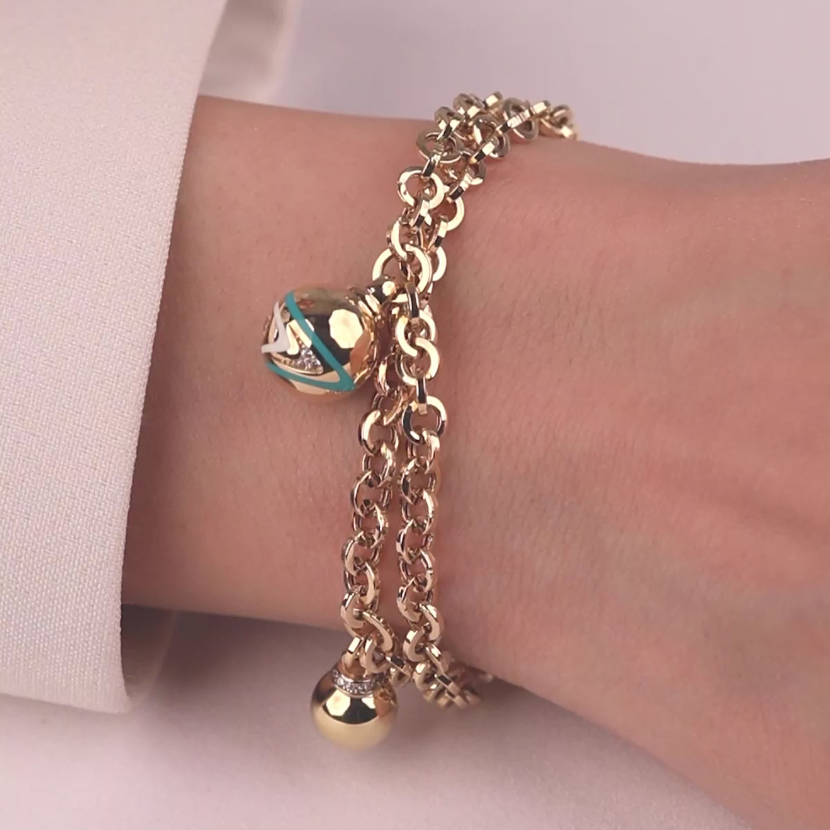 Cetaş Eterna Serisi Top Detaylı 14 Ayar Altın Bileklik