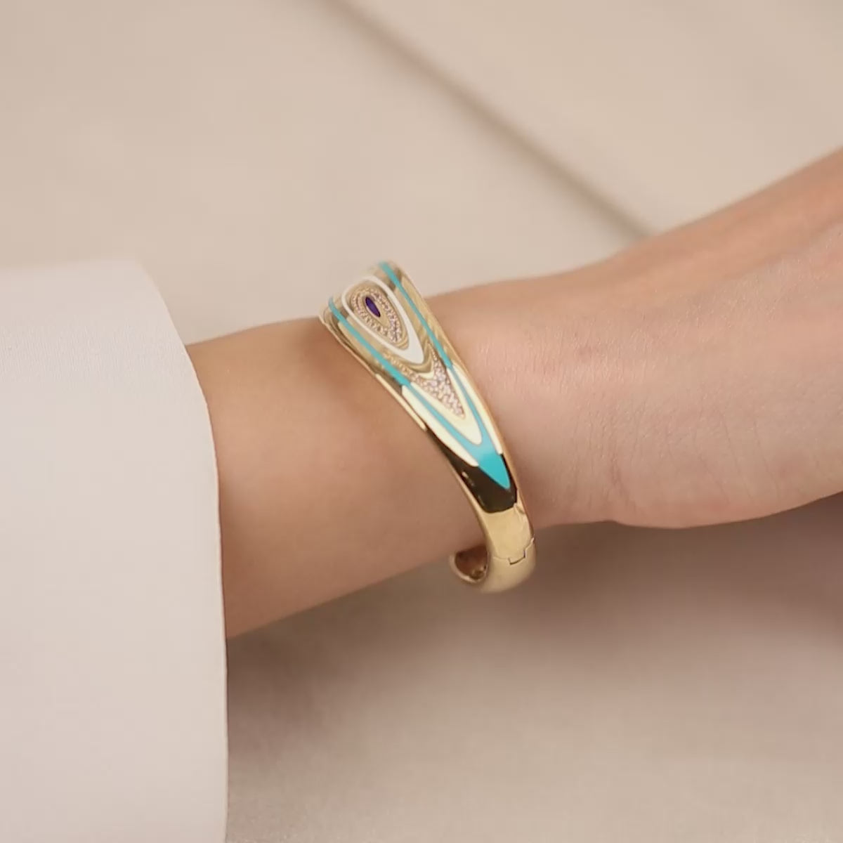 Cetaş Fortuna Mavi Mineli 14 Ayar Altın Kelepçe 1_22_4