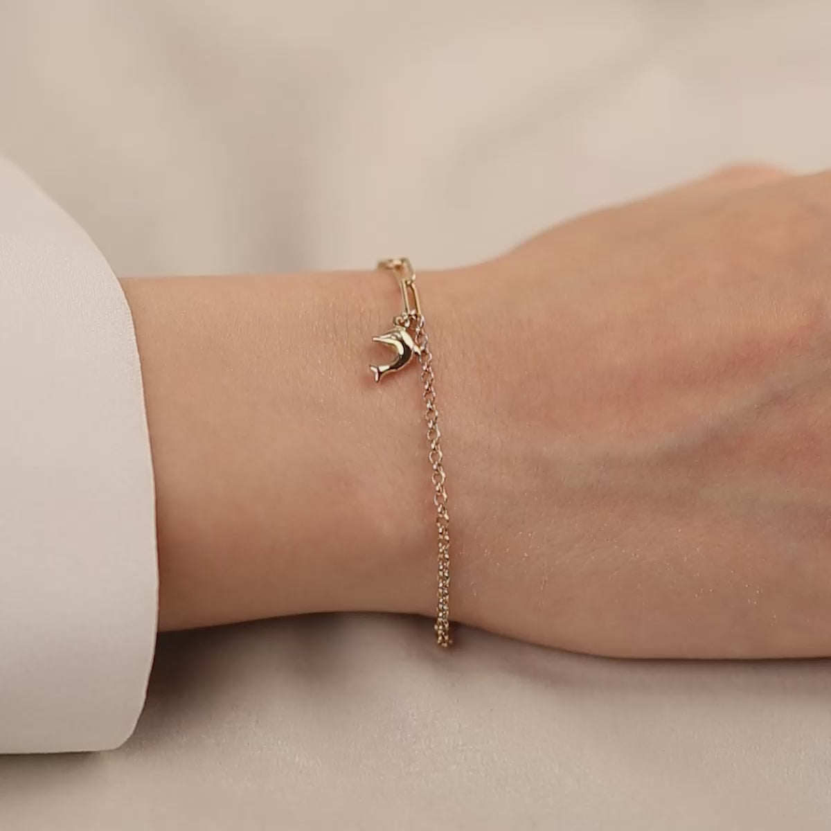 Yunus Balığı 14 Ayar Altın Bileklik