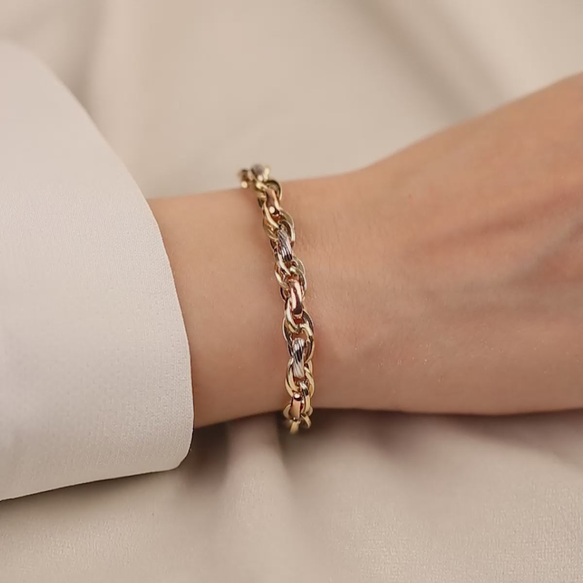 Hallow Sarı ve Beyaz 14 Ayar Altın Bileklik