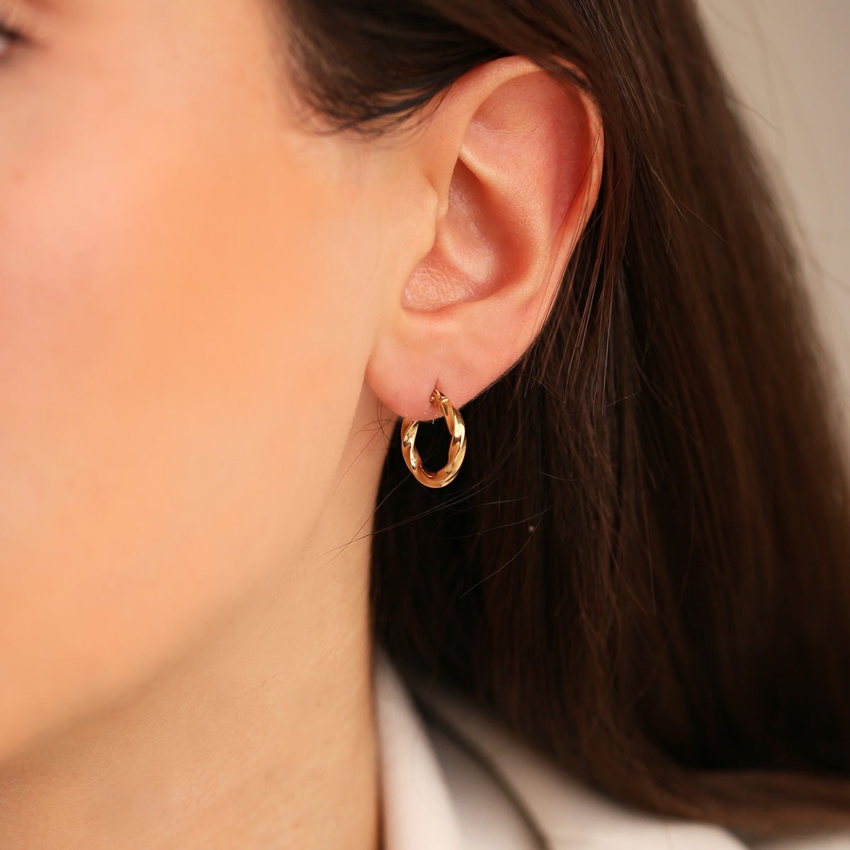 Sarmal 14 Ayar Altın Halka Küpe - Nur Kuyumculuk