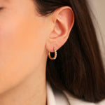 Taş Detaylı 14 Ayar Altın Halka Küpe - Nur Kuyumculuk