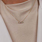 Taşlı Sonsuzluk Figürlü Zincirli 14 Ayar Altın Kolye - Nur Kuyumculuk