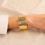 Trabzon Aynalı ve Taş Detaylı 14 Ayar Altın Kelepçe - Nur Kuyumculuk