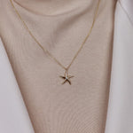 Yıldız Temalı Tek Taş Zincirli 14 Ayar Kolye - Nur Kuyumculuk